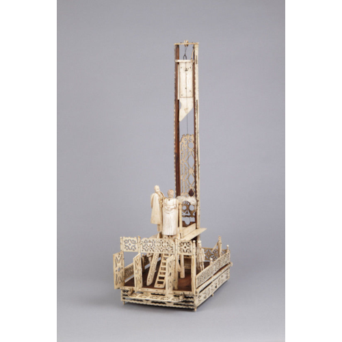 Large Napoleonic Prisoner of War Carved Bone Working Model of the French Revolutionary Guillotine